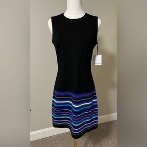 Calvin Klein Striped Multi Color Black Mini Pencil Dress